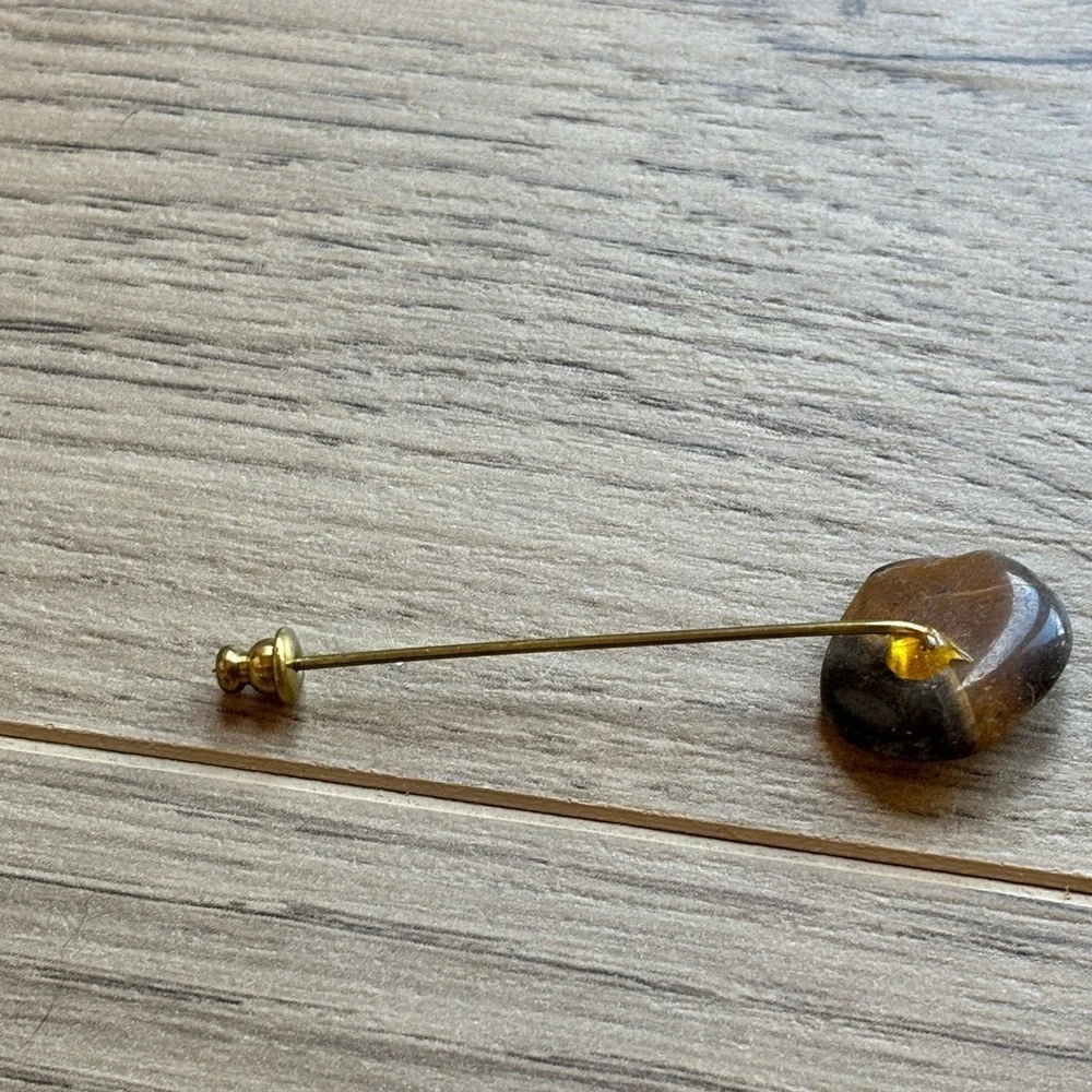 vintage stick pin (also known as a tie pin) tiger's eye gemstone